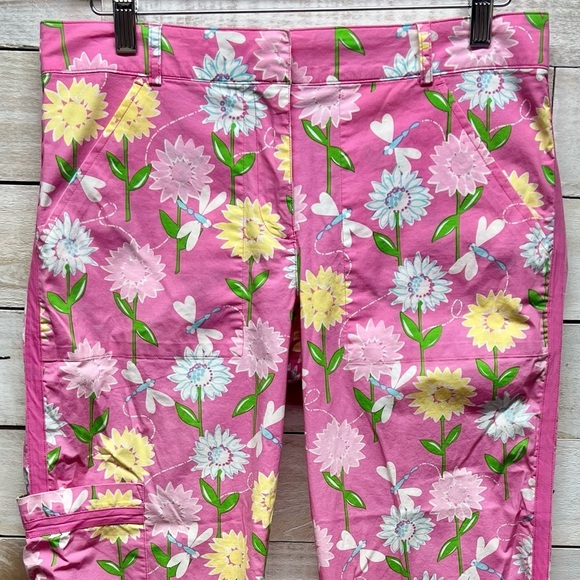 Lilly Pulitzer Pants Size 4 Pink Floral Crop‎ Chino Pockets - Picture 3 of 12